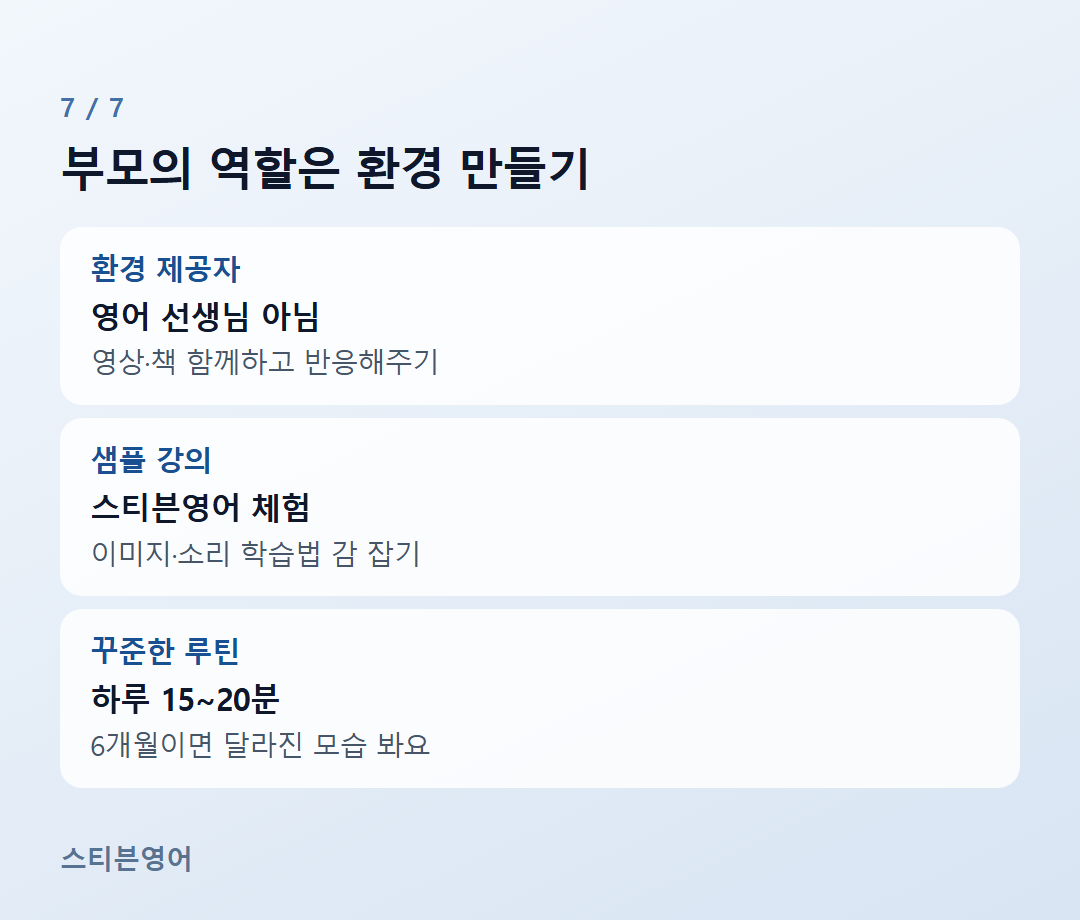 부모의 역할은 환경 만들기 — 환경 제공자, 샘플 강의, 꾸준한 루틴