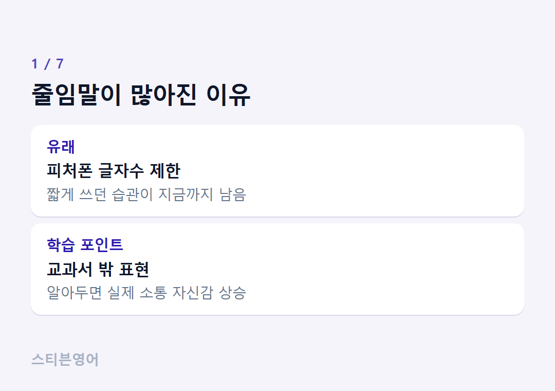 줄임말이 많아진 이유 — 유래, 학습 포인트