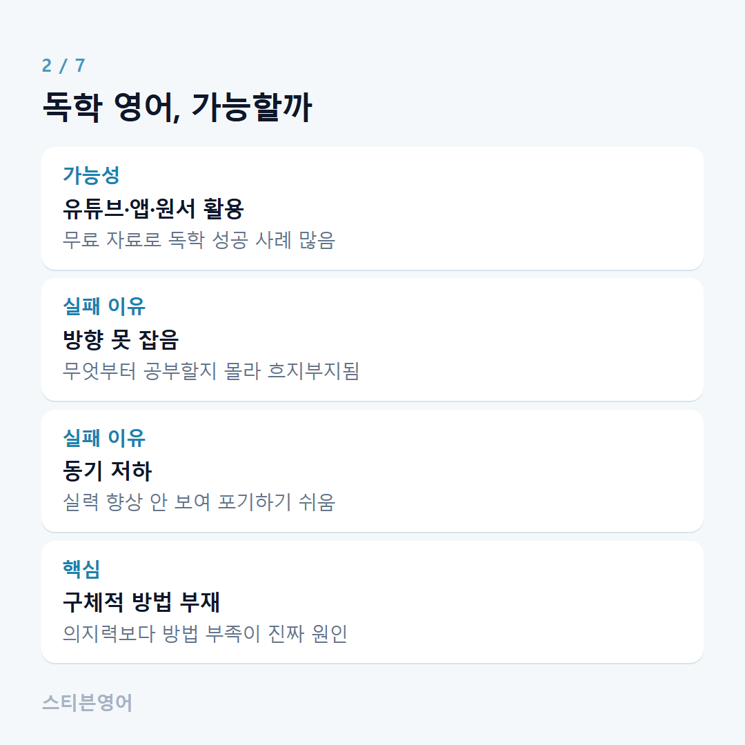 독학 영어, 가능할까 — 가능성, 실패 이유, 실패 이유, 핵심
