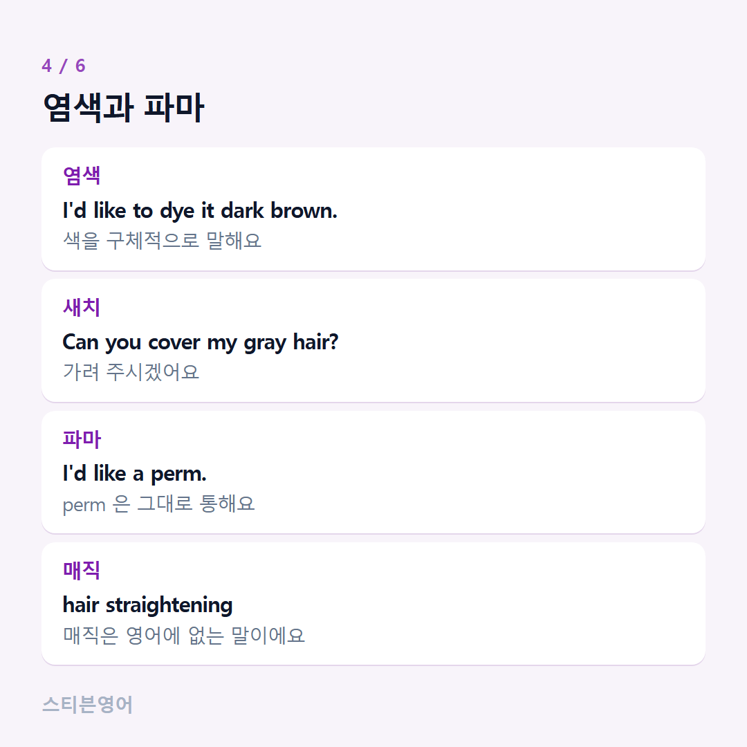 염색과 파마 — 염색, 새치, 파마, 매직