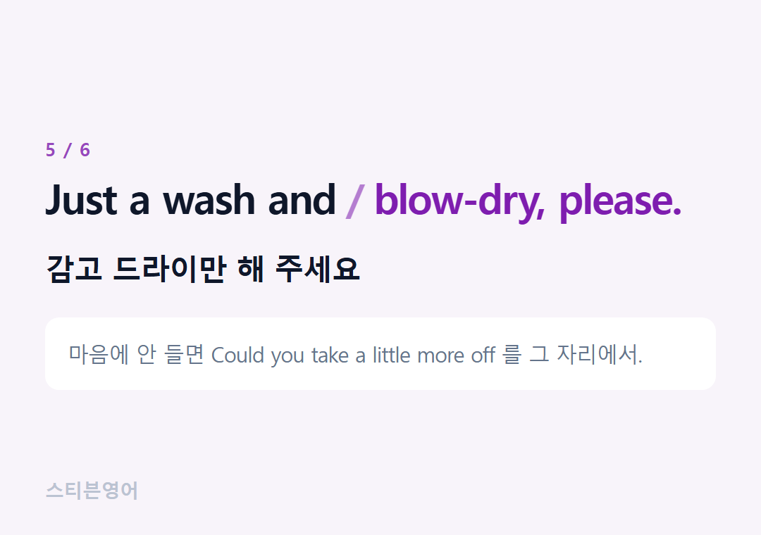 Just a wash and blow-dry, please. — 감고 드라이만 해 주세요