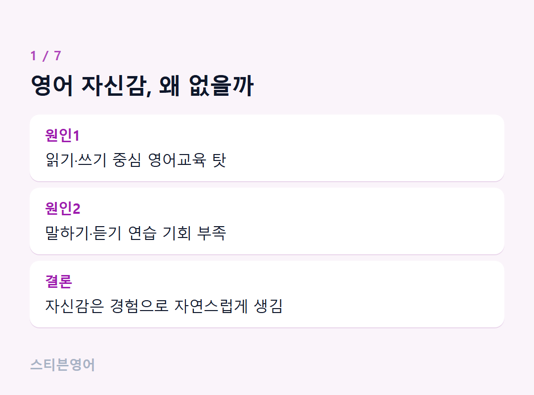 영어 자신감, 왜 없을까 — 원인1, 원인2, 결론