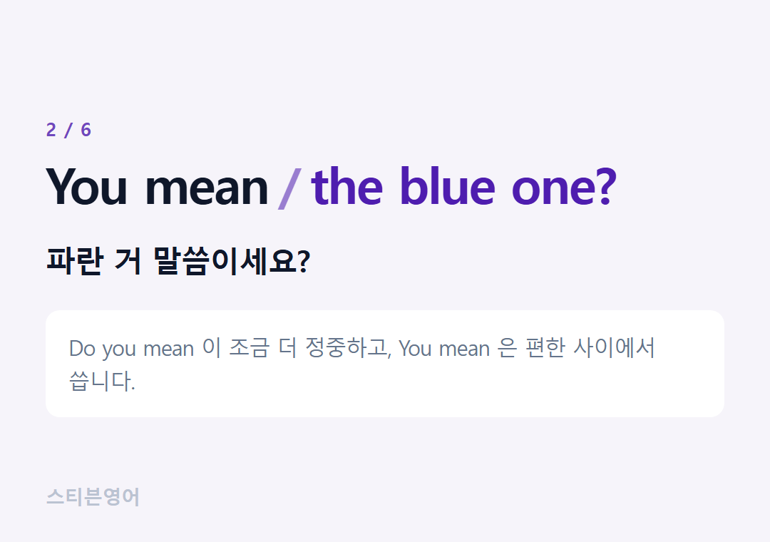 You mean the blue one? — 파란 거 말씀이세요?