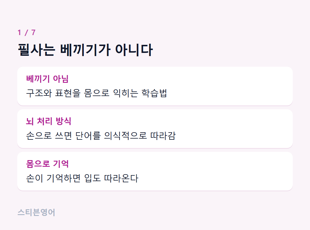 필사는 베끼기가 아니다 — 베끼기 아님, 뇌 처리 방식, 몸으로 기억