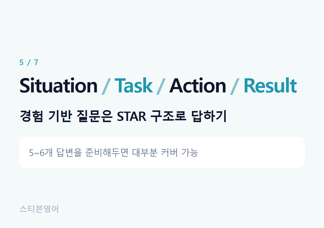 Situation Task Action Result — 경험 기반 질문은 STAR 구조로 답하기
