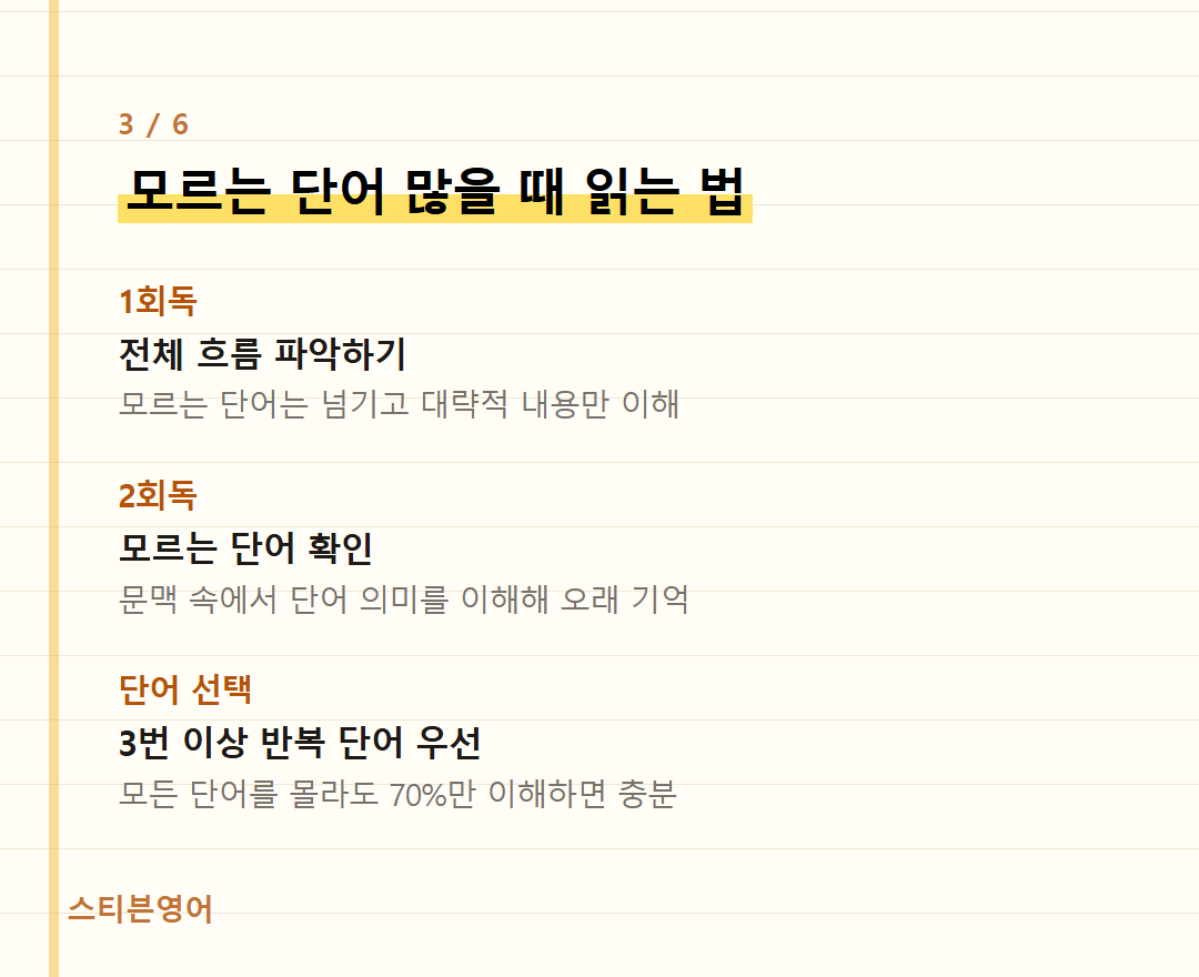 모르는 단어 많을 때 읽는 법 — 1회독, 2회독, 단어 선택