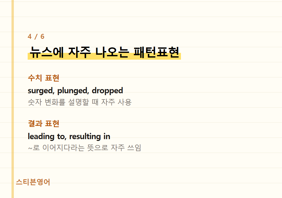 뉴스에 자주 나오는 패턴표현 — 수치 표현, 결과 표현