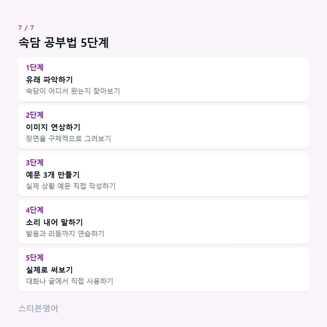 속담 공부법 5단계 — 1단계, 2단계, 3단계, 4단계, 5단계