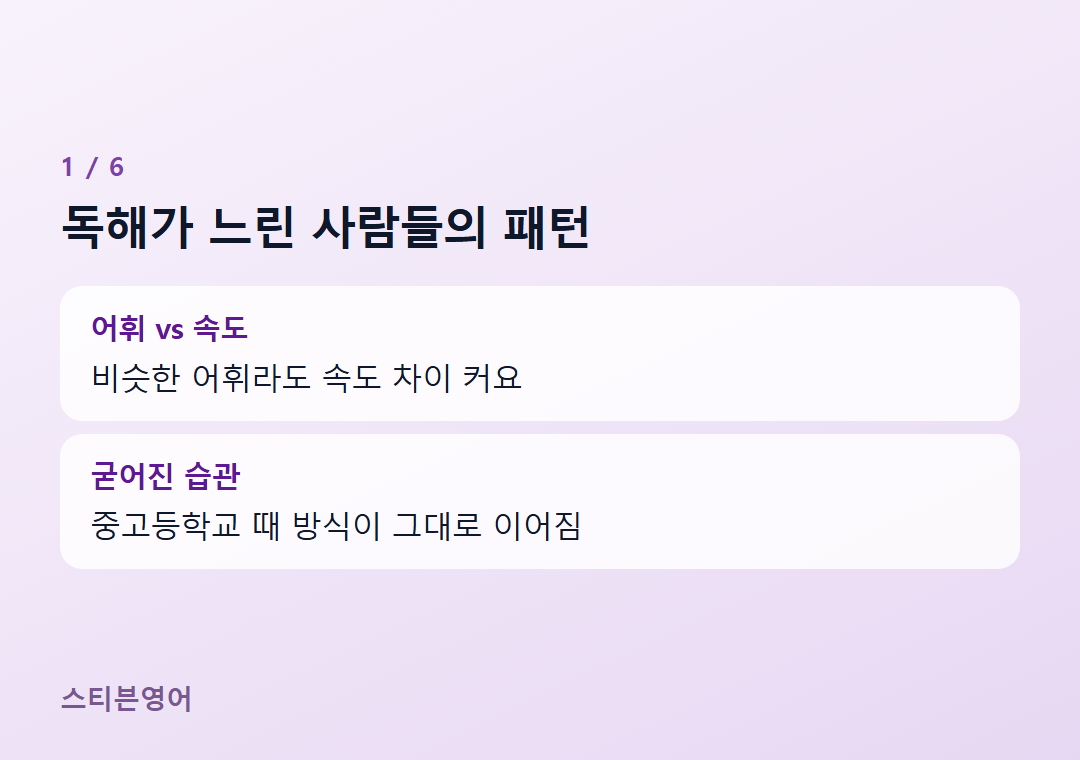 독해가 느린 사람들의 패턴 — 어휘 vs 속도, 굳어진 습관
