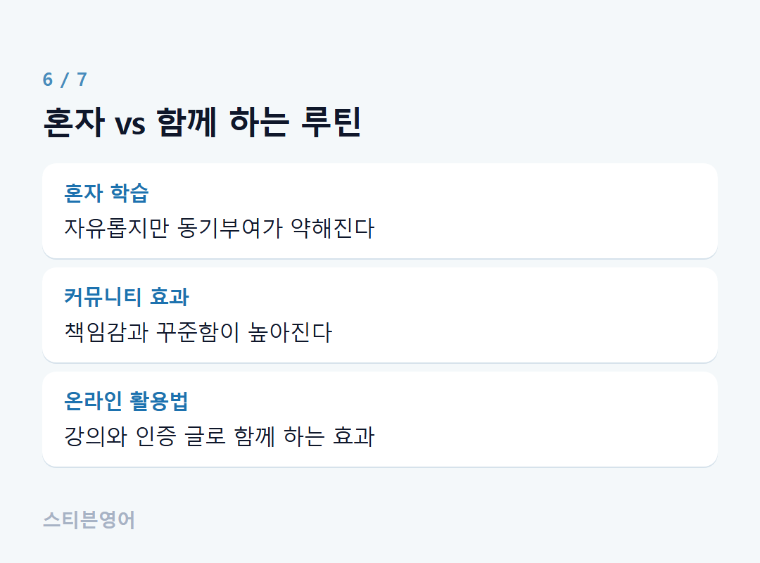 혼자 vs 함께 하는 루틴 — 혼자 학습, 커뮤니티 효과, 온라인 활용법