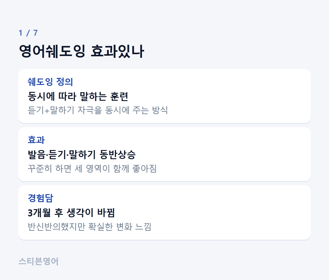 영어쉐도잉 효과있나 — 쉐도잉 정의, 효과, 경험담