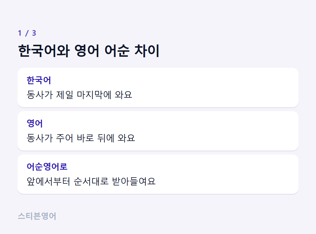 한국어와 영어 어순 차이 — 한국어, 영어, 어순영어로