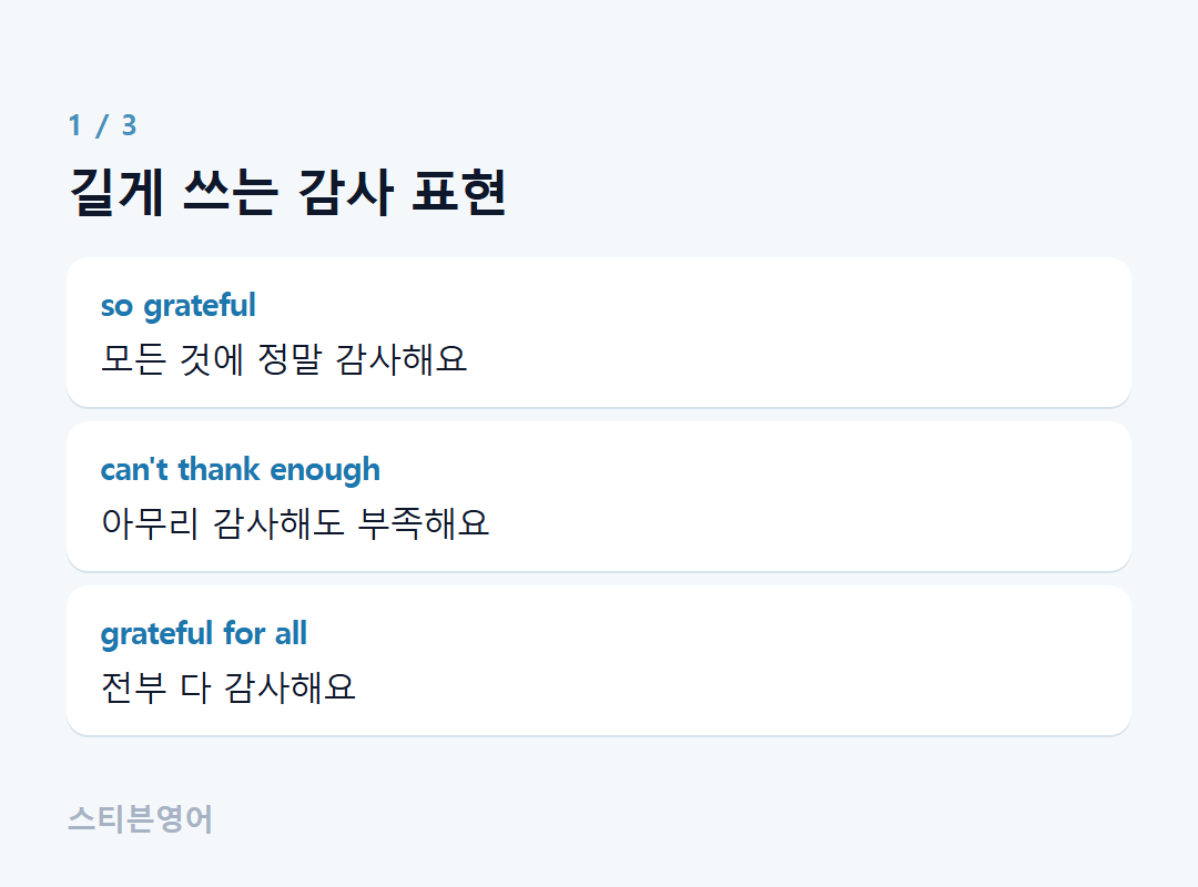 길게 쓰는 감사 표현 — so grateful, can't thank enough, grateful for all