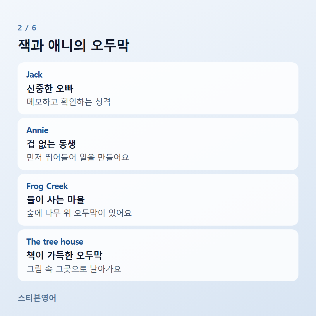 잭과 애니의 오두막 — Jack, Annie, Frog Creek, The tree house