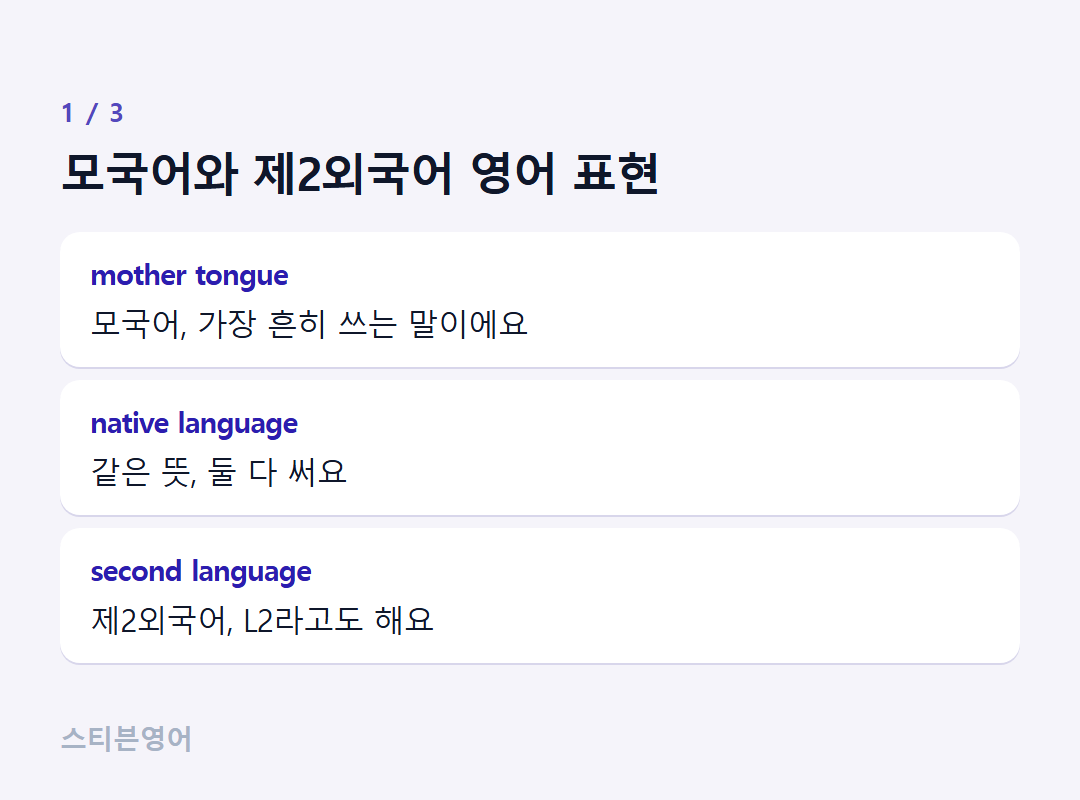 모국어와 제2외국어 영어 표현 — mother tongue, native language, second language