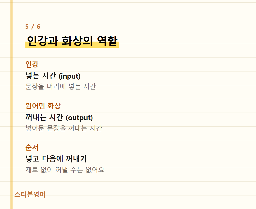 인강과 화상의 역할 — 인강, 원어민 화상, 순서