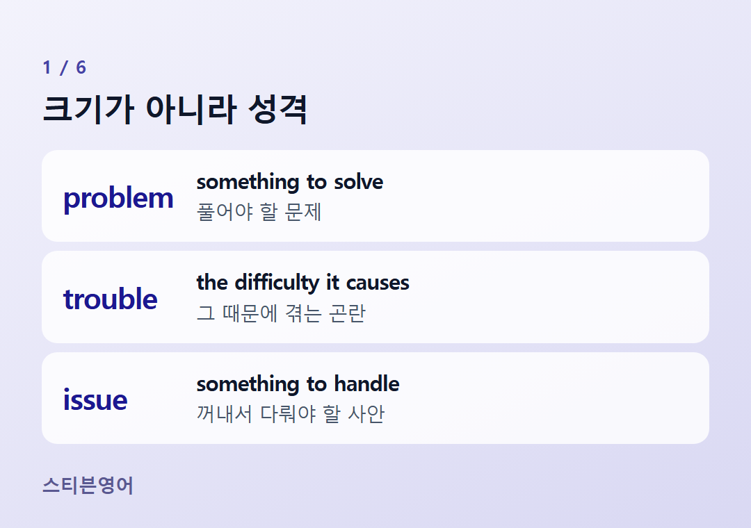 크기가 아니라 성격 — problem, trouble, issue