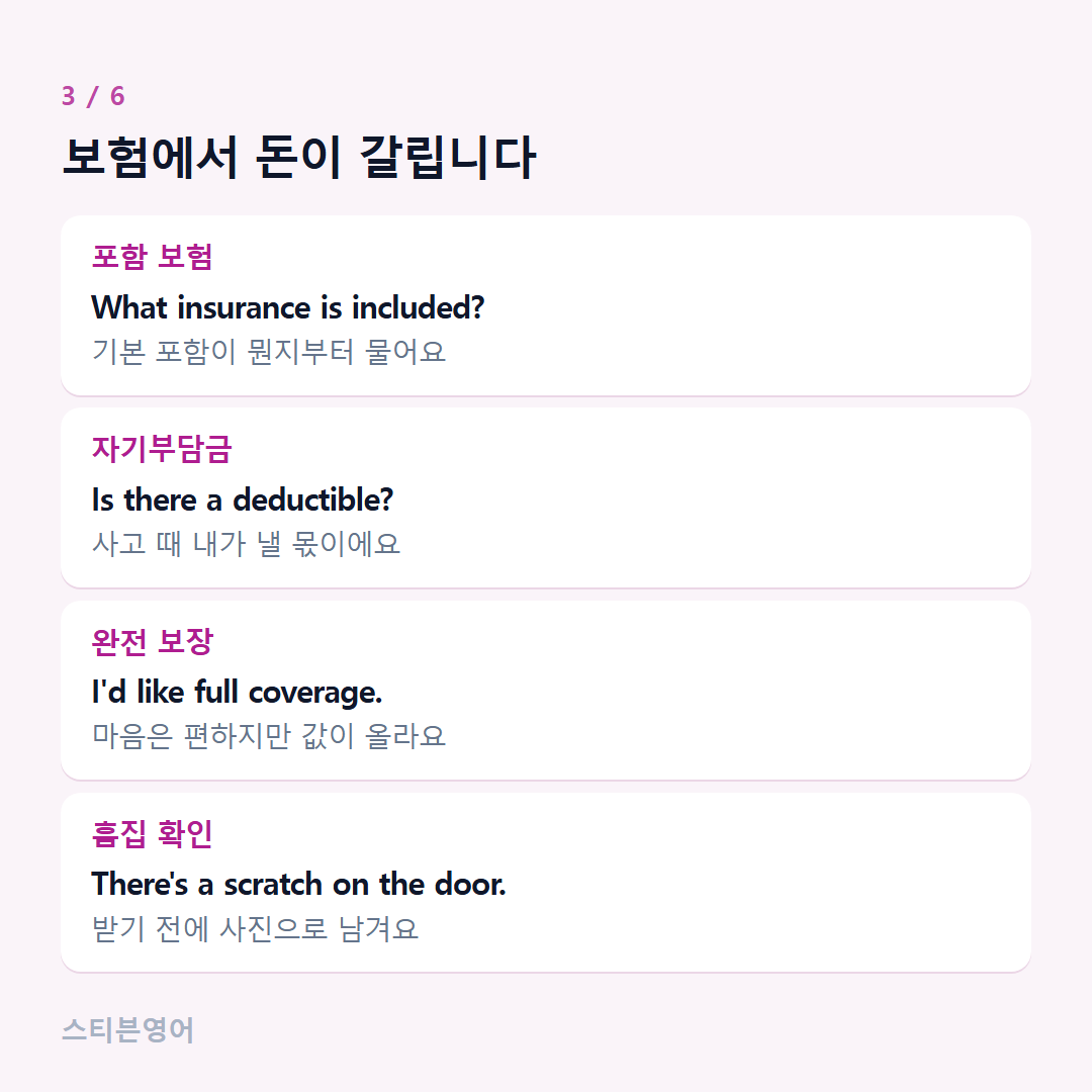 보험에서 돈이 갈립니다 — 포함 보험, 자기부담금, 완전 보장, 흠집 확인