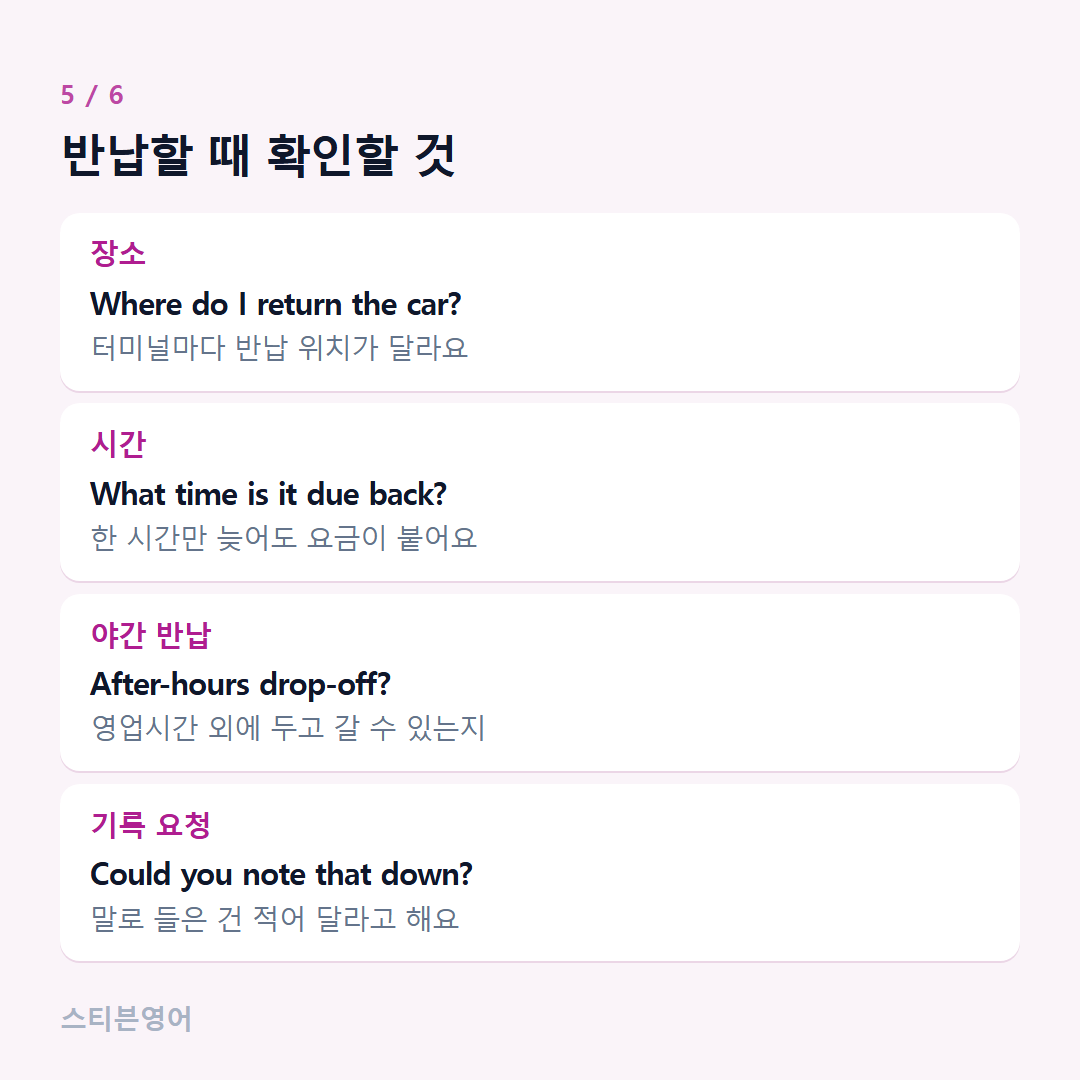 반납할 때 확인할 것 — 장소, 시간, 야간 반납, 기록 요청