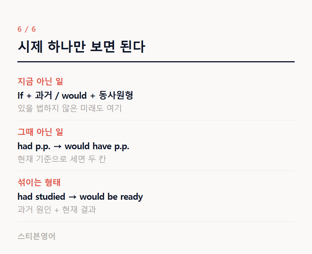 시제 하나만 보면 된다 — 지금 아닌 일, 그때 아닌 일, 섞이는 형태