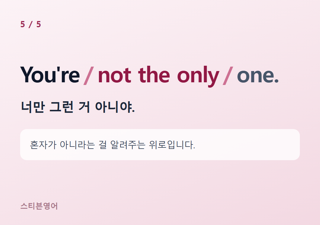 You're not the only one. — 너만 그런 거 아니야.