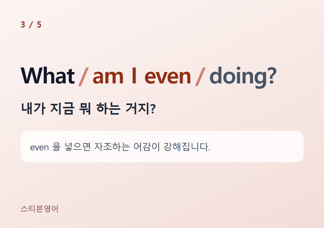 What am I even doing? — 내가 지금 뭐 하는 거지?