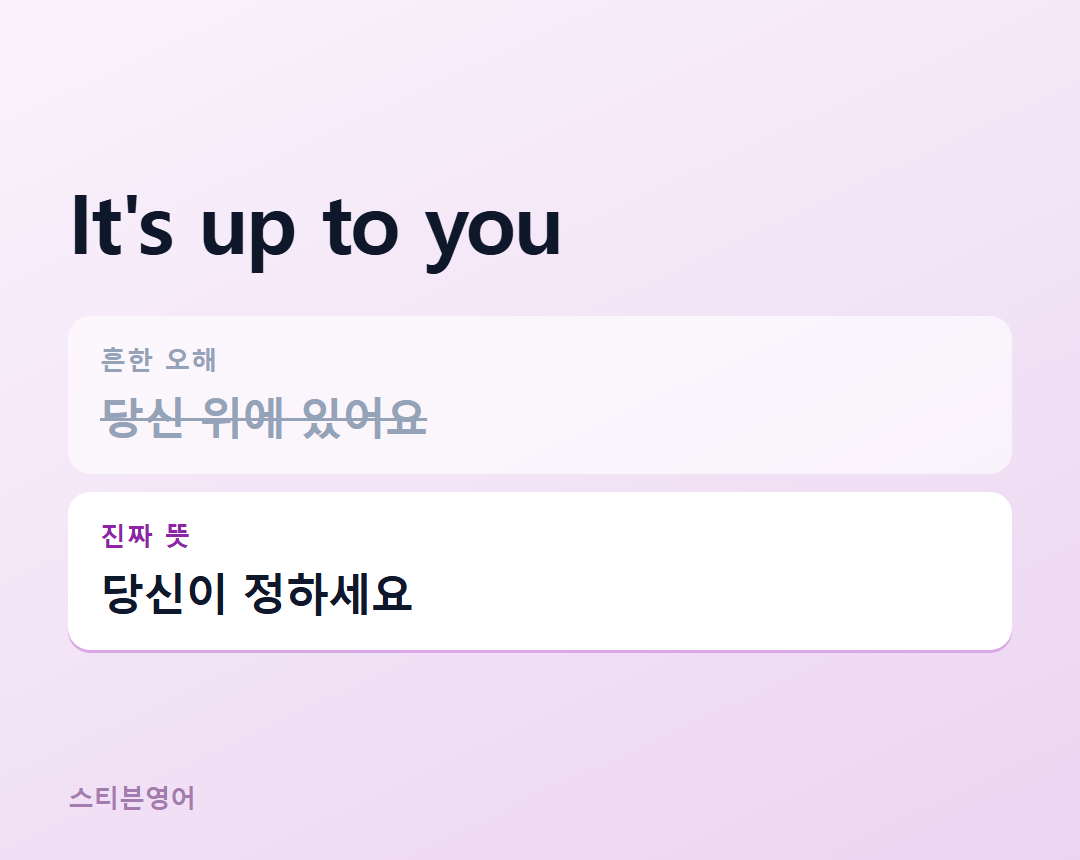 It's up to you — 당신이 정하세요
