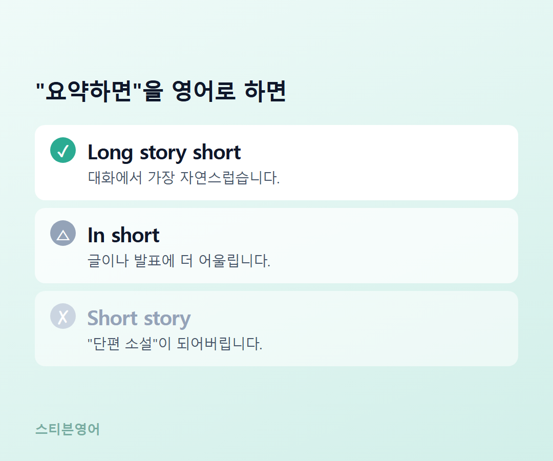 Long story short / In short / Short story