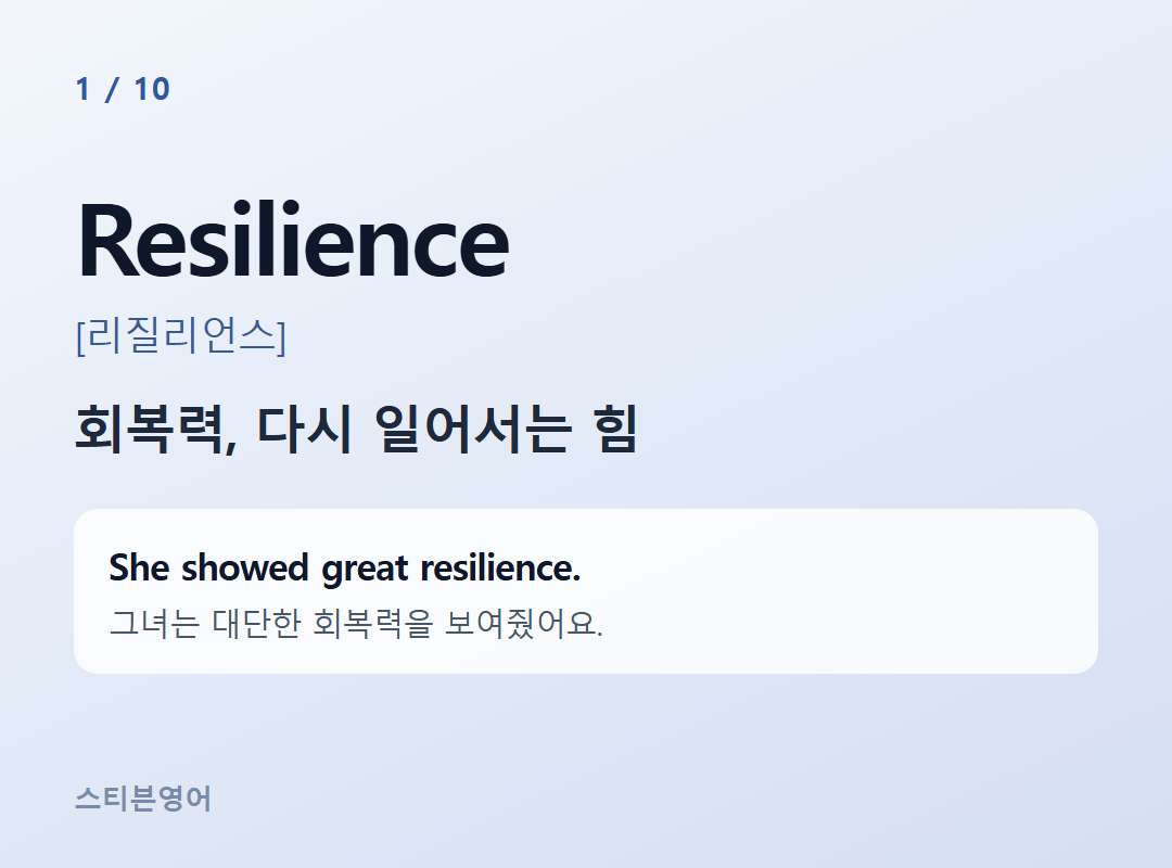 Resilience [리질리언스] — 회복력, 다시 일어서는 힘