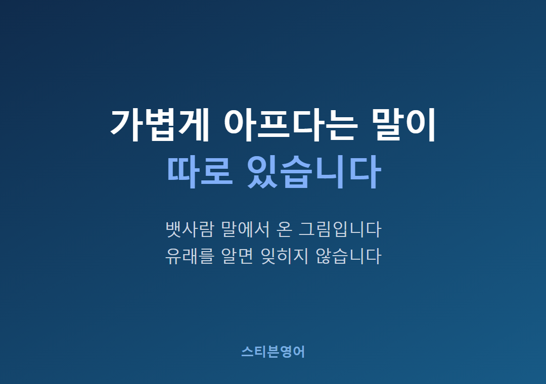 가볍게 아프다는 말이따로 있습니다