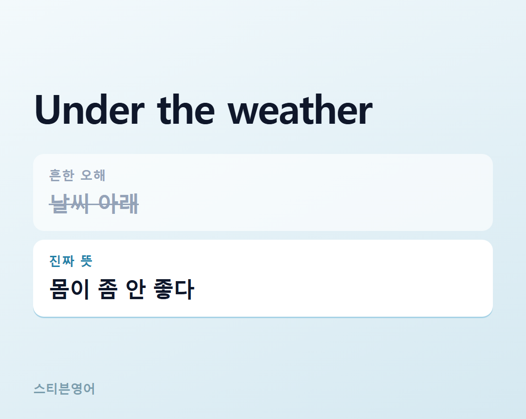 Under the weather — 몸이 좀 안 좋다